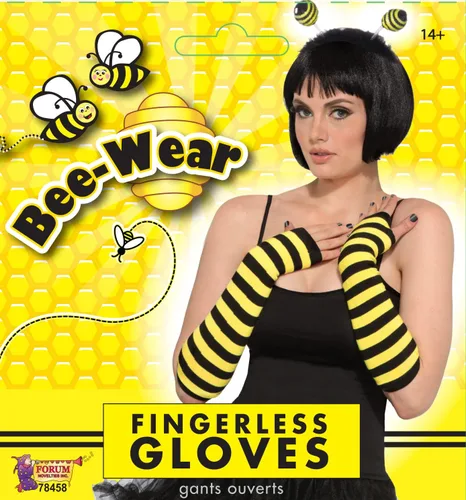 Miniatura 2 de Forum Novelties, Bee Wear Guantes sin dedos, negro, amarillo, estándar