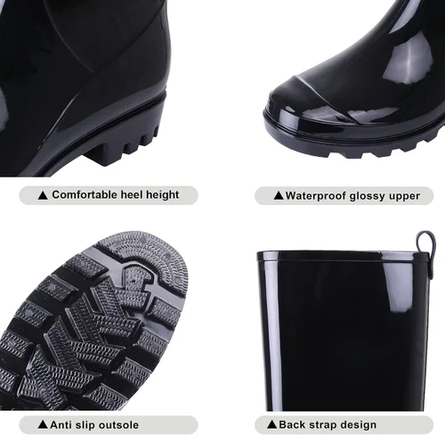 Miniatura 6 de Asgard Botas de lluvia altas para mujer, impermeables, hasta la rodilla, pantorrilla delgada