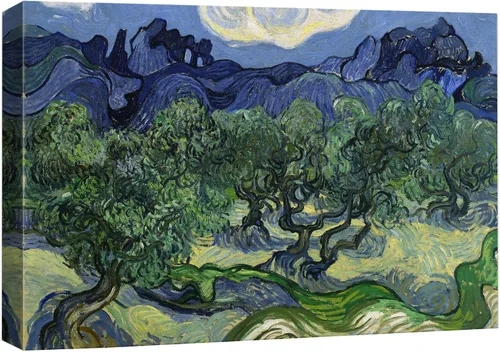 Miniatura 9 de Van Gogh - Lienzo con diseño giclée de olivos con cielo amarillo y sol, arte de pared de galería, estirado y enmarcado, listo para colgar, 24 x 36