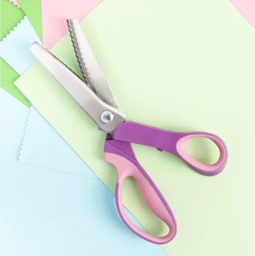 Miniatura 5 de Tijeras dentadas para corte de tela, tijeras en zigzag, tijeras para álbumes de recortes con borde decorativo para adultos, ideales para muchos