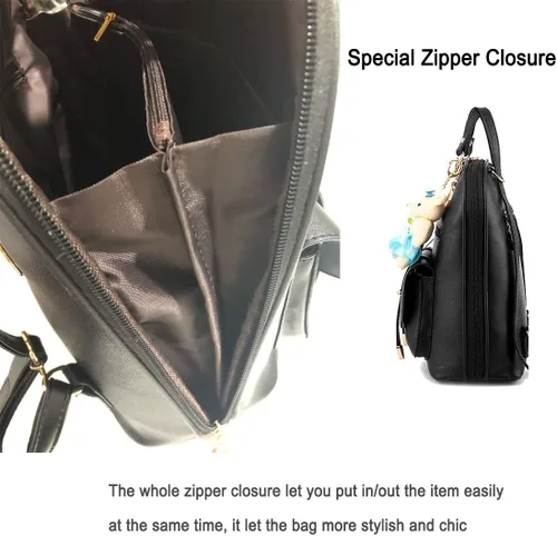 Miniatura 6 de Mochila de cuero para niñas, pequeña, para adolescentes, a la moda, acolchada, tamaño pequeño, para el hombro
