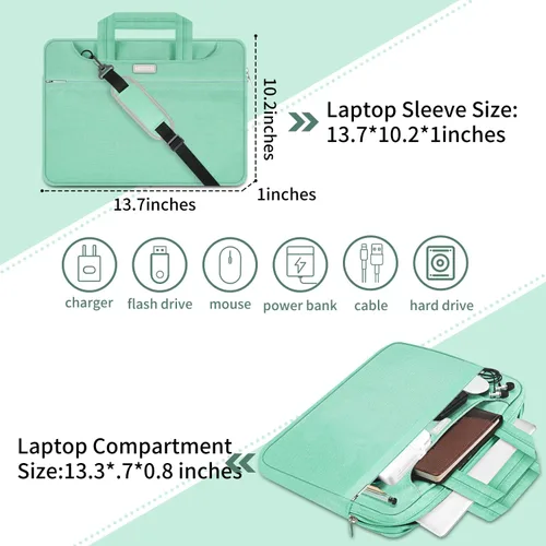 Miniatura 2 de HESTECH 13.3 "MacBook Pro/Air Sleeve bolsa de hombro para laptop compatible con iPad HP Asus Acer Dell Xps Surface Pro Ordenador portátil Funda