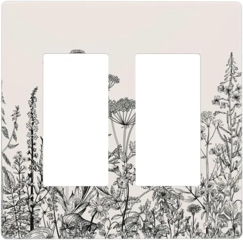 Miniatura 45 de Mid Century Morden Boho - Placa de pared para interruptor de luz dúplex de 1 banda, placa frontal decorativa eléctrica para receptáculo para baño