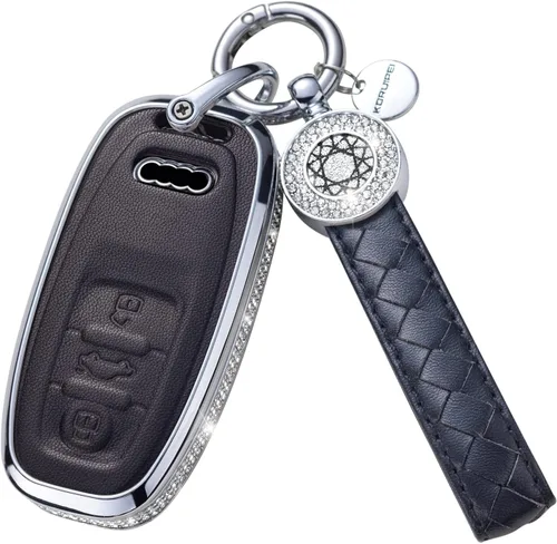 Miniatura 12 de Compatible con Funda para Llavero Audi con Llavero de Cuero Genuino Cristal Protección Completa Carcasa de Llave Compatible con Audi A4 Q7 Q5 TT A3
