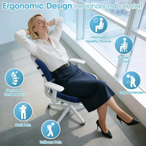 Miniatura 2 de CushZone Cojín de asiento, almohada de apoyo lumbar con correa ajustable, cojines para silla para aliviar el dolor de ciática, con funda lavable