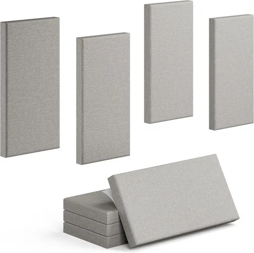 Miniatura 11 de Paquete de 4 paneles acústicos de núcleo de alta densidad con cubierta de tela, 24 x 12 x 2 pulgadas, paneles de pared autoadhesivos insonorizados