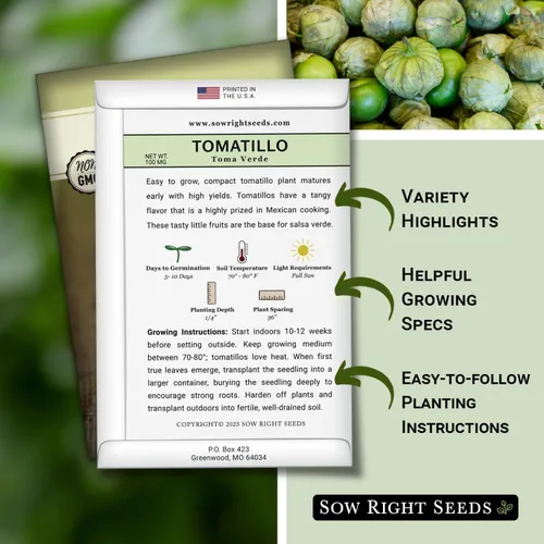 Miniatura 2 de Sow Right Seeds - Semillas de tomatillo Toma Verde para plantar - Paquete de reliquia sin OMG con instrucciones para plantar un huerto casero
