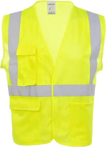 Miniatura 2 de J. J. Keller & Associates, Inc. Chaleco de seguridad tipo R Clase 2 - Malla de poliéster Hi Viz, paquete de 3 unidades Lima