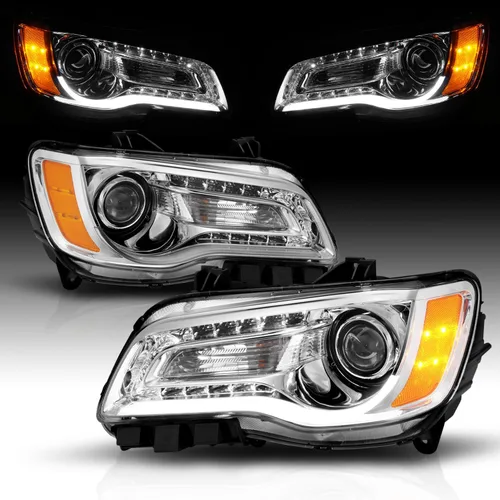 Miniatura 8 de AmeriLite Par de faros delanteros para faros delanteros de tubo LED negro para Chrysler 300 Sedan OE+ 2011-2014, lado del pasajero y del conductor