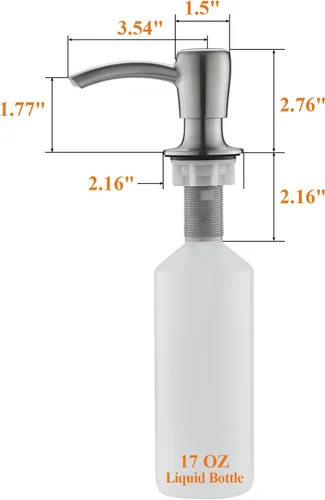 Miniatura 6 de Dispensador de jabón, dispensador de jabón para fregadero de cocina, dispensador de jabón integrado para fregadero, dispensador de loción, níquel