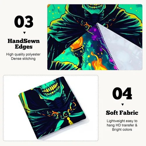 Miniatura 4 de BVBOX Tapiz de Halloween con luz negra, reactivo a los rayos UV que brilla en la oscuridad, póster de tapiz trippy con luz negra para sala de estar