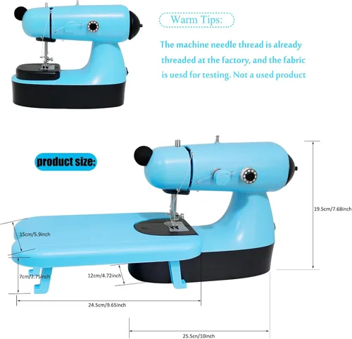 Miniatura 3 de Mini máquina de coser – Pequeñas máquinas de coser portátiles para principiantes – Puntada rápida adecuada para ropa, jeans, cutains, bricolaje