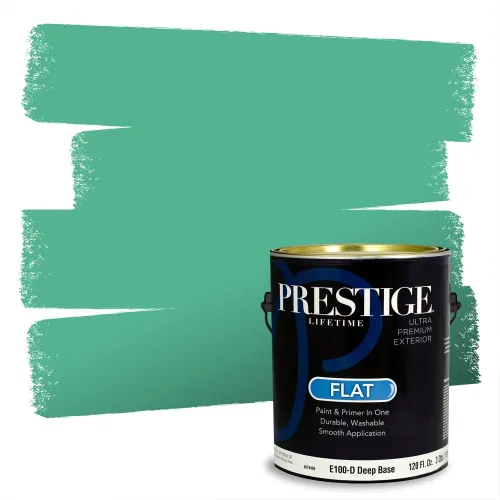 Miniatura 210 de Prestige Paints - Pintura exterior e imprimación en uno, 1 galón, plano, compatibilidad comparable con el color menta «Whipped Mint» de Behr