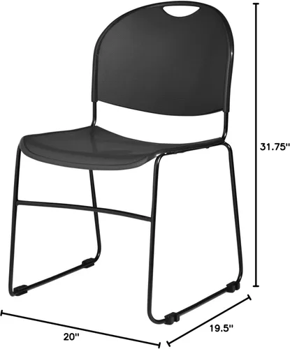 Miniatura 8 de OEF Furnishings OEF850-CL/4 Silla apilable comercial ultra compacta (negro simple, paquete de 4)