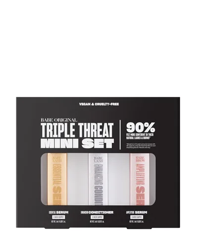 Miniatura 2 de Set Mini Triple Threat de Babe Original, Incluye Suero Esencial para Pestañas Babe Lash y Acondicionador Potenciador + Suero Amplificador para Cejas