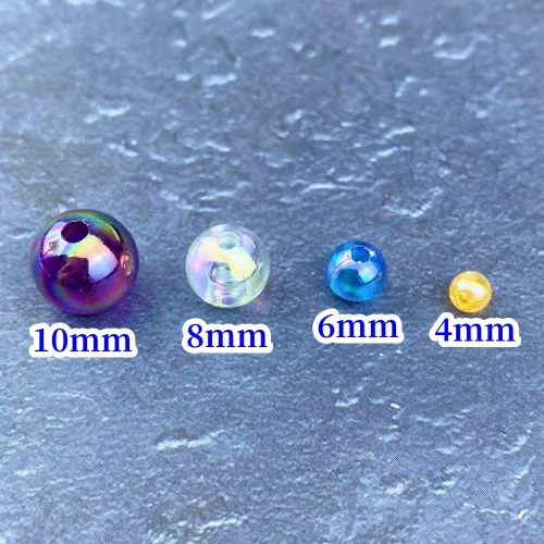 Miniatura 3 de 1000 piezas de cuentas redondas de acrílico de 6 mm, colores AB, cuentas espaciadoras redondas para aretes, pulseras, collares, llaveros, joyería