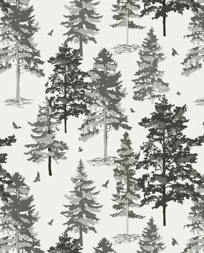Miniatura 10 de Timeet Papel pintado vintage de despegar y pegar, papel pintado de árboles del bosque, papel de contacto de pinos gris oscuro, papel de vinilo