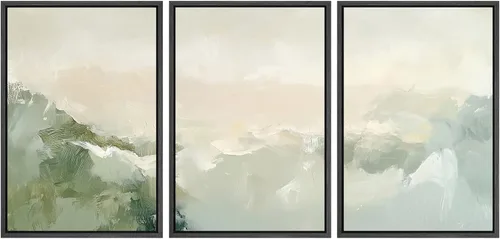 Miniatura 62 de SIGNWIN Lienzo enmarcado para pared, juego de arte abstracto de serenidad costera, ilustraciones abstractas junto al mar, arte moderno, decorativo