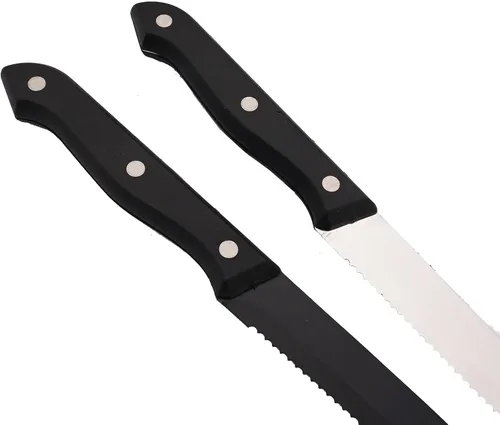 Miniatura 7 de JASHII Juego de cubiertos mate de acero inoxidable 304 de 24 piezas, incluye cuchillos para carne, servicio para 4, mango redondo, acabado satinado