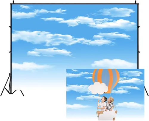 AOFOTO Telón de fondo de nube blanca cielo azul de 5 x 3 pies para sesión de fotos de cielo soleado para fotografía de niños, recién nacidos, baby