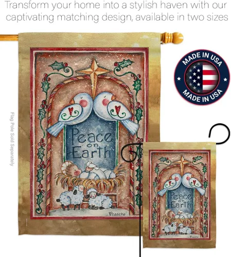 Miniatura 4 de Bandera de palomas de la paz en la tierra, decoración de pesebre, pancarta de invierno para colgar en la pared, hogar, porche, exterior, tapiz
