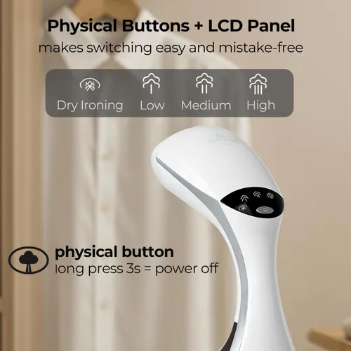 Miniatura 3 de Vaporizador para Ropa, Calentamiento de 20S, 1500W y 3 Configuraciones de Vapor, Suela de Cerámica con 13 Ventilaciones, Plancha de Ropa 2-en-1