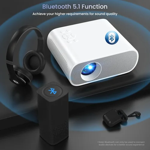 Miniatura 5 de HOMPOW Proyector, Nativo 1080P Full HD Bluetooth Proyector con Altavoz, 9500 Lúmenes Portátil para Exteriores Mini Proyector de Películas Compatible