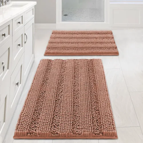 Miniatura 10 de H.VERSAILTEX - Alfombras de baño, juego de 2 piezas, alfombra de contorno para baño, juego de alfombras para inodoro, alfombra antideslizante
