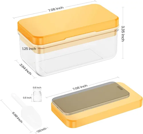 Miniatura 3 de Bandeja para cubitos de hielo con tapa y contenedor, 28 moldes para cubitos de hielo, bandejas de hielo para congelador, molde de bandeja