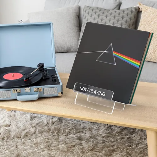 Miniatura 4 de Americanflat Soporte para discos de vinilo de 7.8 x 7.5 pulgadas, acrílico transparente con estante frontal y almacenamiento trasero, capacidad
