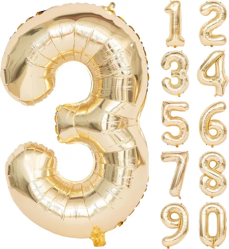 Miniatura 143 de Globos de helio de 40 pulgadas con dígitos dorados para fiesta de cumpleaños., Número 0, 40 pulgadas, número 0 oro 7