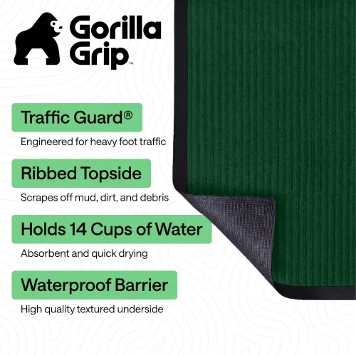 Miniatura 54 de GORILLA GRIP Tapete impermeable para puerta de protección de tráfico, 35 x 23 pulgadas, tapetes de entrada resistentes, tapetes comerciales con Negro
