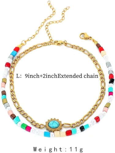 Miniatura 5 de Ankle Bracelets for Women, 14K Gold Plated Dainty Layered Foot Chain Initial Ankle Chain Beach Summer Jewelry Gifts for Women Teen Girls