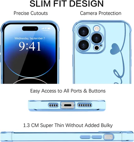Miniatura 3 de LAPOPNUT Funda compatible con iPhone 13 Pro, bonito diseño de corazón de amor para mujeres y niñas, parachoques chapado de lujo con cubierta