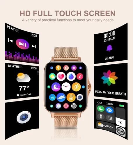 Miniatura 6 de Iaret Reloj inteligente para mujer (recepción de llamadas/marcación), reloj inteligente impermeable para teléfonos Android iOS de 1.7 pulgadas, Negro