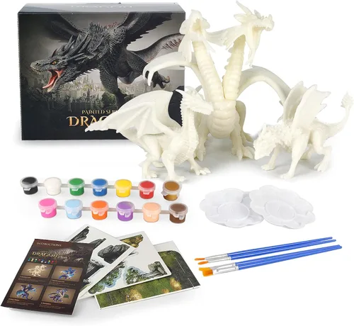 Ferthor Fun Dragon Toys Kit de pintura de dragón, juego de manualidades para niños con juguete educativo de 13 colores para pintar tu propio regalo