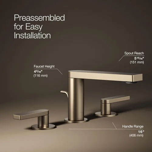 Miniatura 3 de Kohler 73060-4-BV Composed Grifo de lavabo de baño con manijas de palanca, 1.2 gpm, bronce cepillado vibrante Bronce pulido vibrante