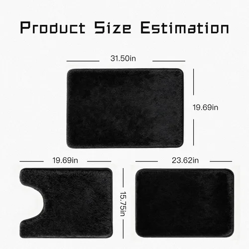 Miniatura 2 de Juego de alfombras de baño de 3 piezas, tapete de baño antideslizante de microfibra absorbente de felpa, forro polar coral, tapete de inodoro
