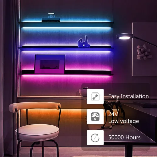 Miniatura 7 de dalattin - Tira de luces LED IC RGB COB inteligente, 576 LEDs/m, alta densidad direccionable, flexible con control remoto y aplicación, 5 metros