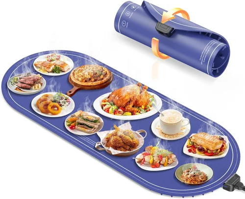 Tapete de calentamiento para alimentos extra grande, 36 x 15 pulgadas, tapete de calentamiento de alimentos con almohadilla aislante de calor,