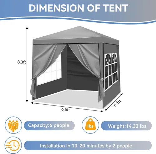 Miniatura 2 de Outvita Tienda de campaña para fiestas al aire libre, toldo para patio, carpa con paredes laterales extraíbles, tienda de campaña instantánea