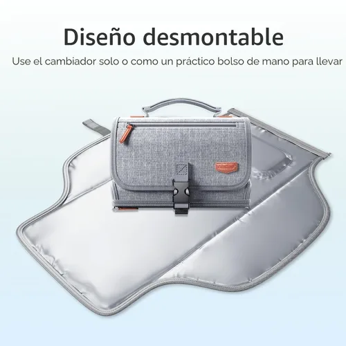 Miniatura 7 de Alatino Cambiador de pañales portátil para bebé, cambiador de viaje desmontable con bolsillo para toallitas para bebés, regalos para baby shower