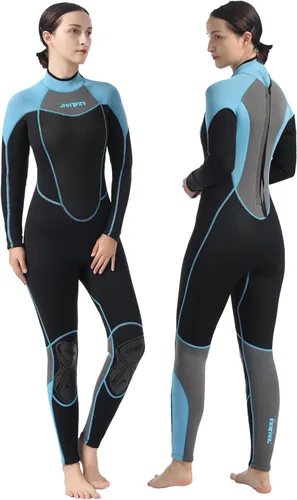 Miniatura 10 de Traje de neopreno de 0.118 pulgadas para mujer, natación en agua fría con cremallera trasera, adecuado para buceo, natación, surf, esnórquel y otros