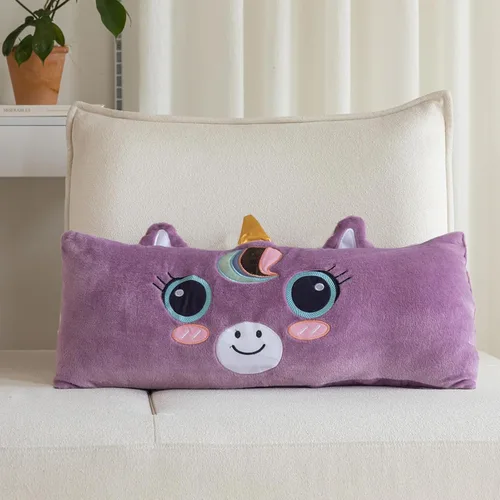 Miniatura 8 de Snugtown Almohada lumbar de animales de peluche, almohada de felpa súper suave para niños, bonita almohada en forma de tiburón, 12 x 24 pulgadas