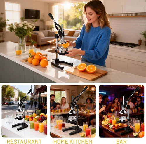 Miniatura 8 de Exprimidor de hierro fundido para frutas cítricas, granadas, pomelos, exprimidor de hierro fundido resistente, exprimidor manual de limón, con taza