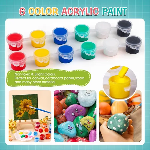 Miniatura 5 de ESRICH - Juego de 20 piezas de mini lienzo para pintar, juego de pintura acrílica en miniatura, regalos para el día de San Valentín, lienzo estirado