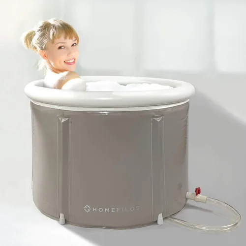 Bañera Portátil (Pequeña) por Homefilos, Baño de Hielo e Inmersión Fría para Atletas, Tina de Remojo Japonesa Inflable Tamaño Adulto para Cabina de