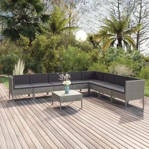 Miniatura 13 de Ensemble Salon de Jardin Gris 6 Pièces en Rotin PE Résistant aux Intempéries avec Coussins Confortables pour Terrasse, Balcon, Jardin - Design