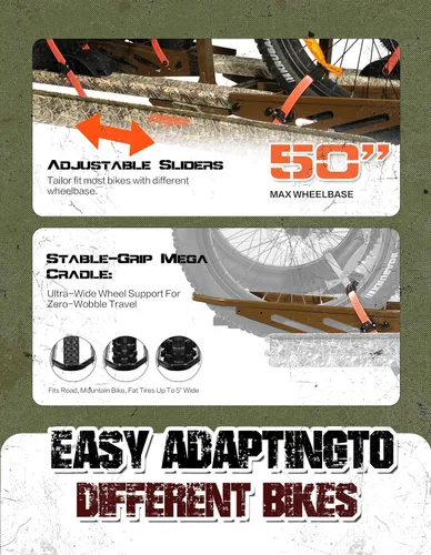 Miniatura 5 de Young Hitch - Portabicicletas para 2 bicicletas eléctricas, transportador de plataforma resistente, capacidad de 200 libras, plegable, llanta