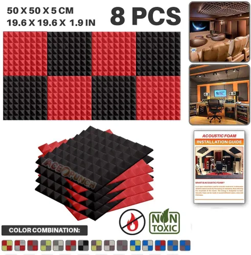 Miniatura 9 de ACE Punch 8 Pack Pirámide Espuma acústica Panel de bricolaje Design Studio Insonorización Azulejos de pared Aislamiento Acústico con pestañas